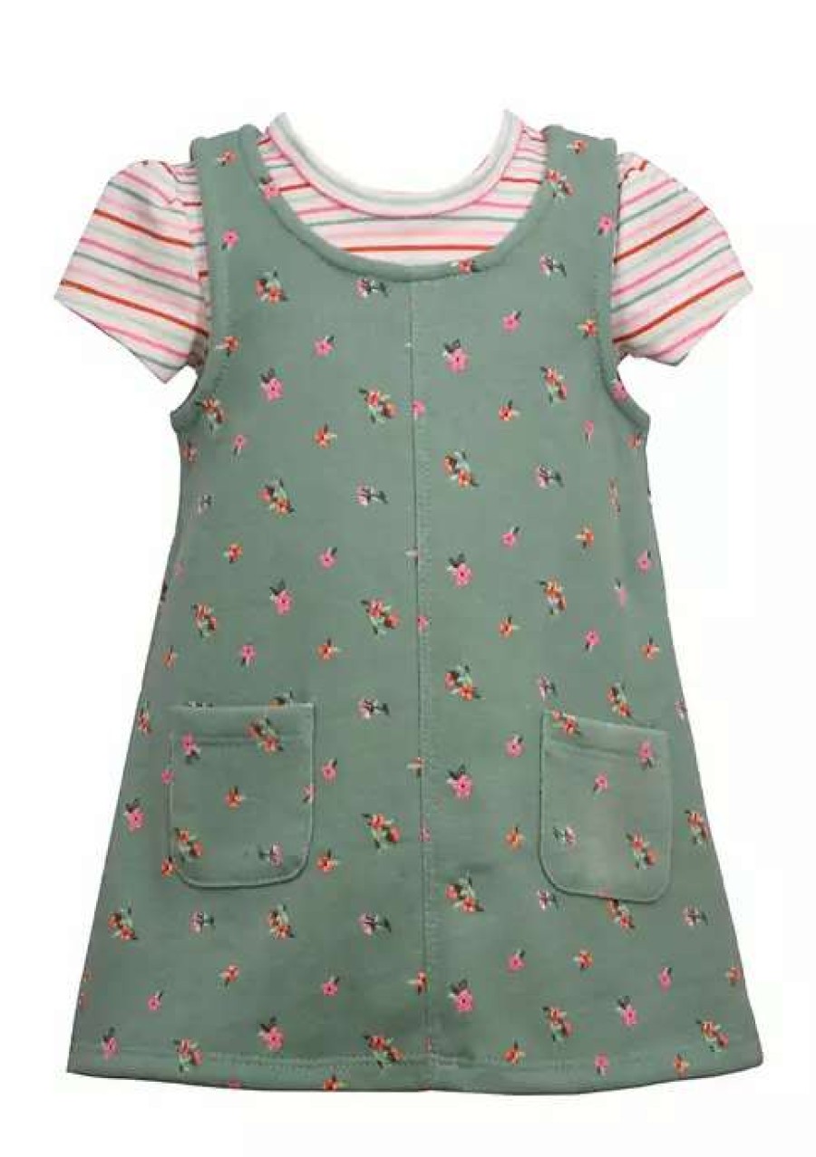 Kids * | Budget Bonnie Jean Toddler Girls French Terry Jumper Dress Sage