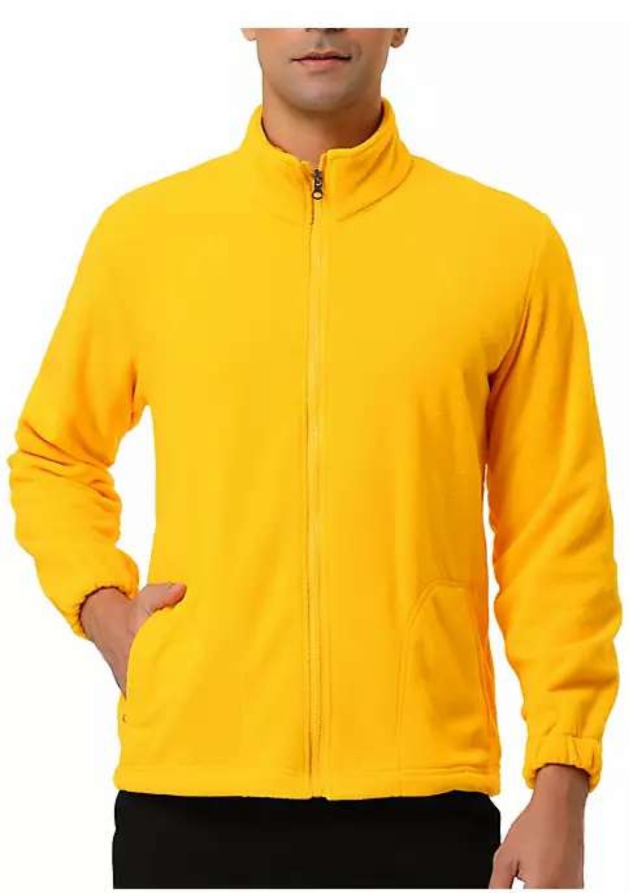 Men * | Cheap Lars Amadeus Men'S Full-Zip Fleece Jacket Long Sleeves Soft Stand Collar Winter Outdoor Coat With Pockets