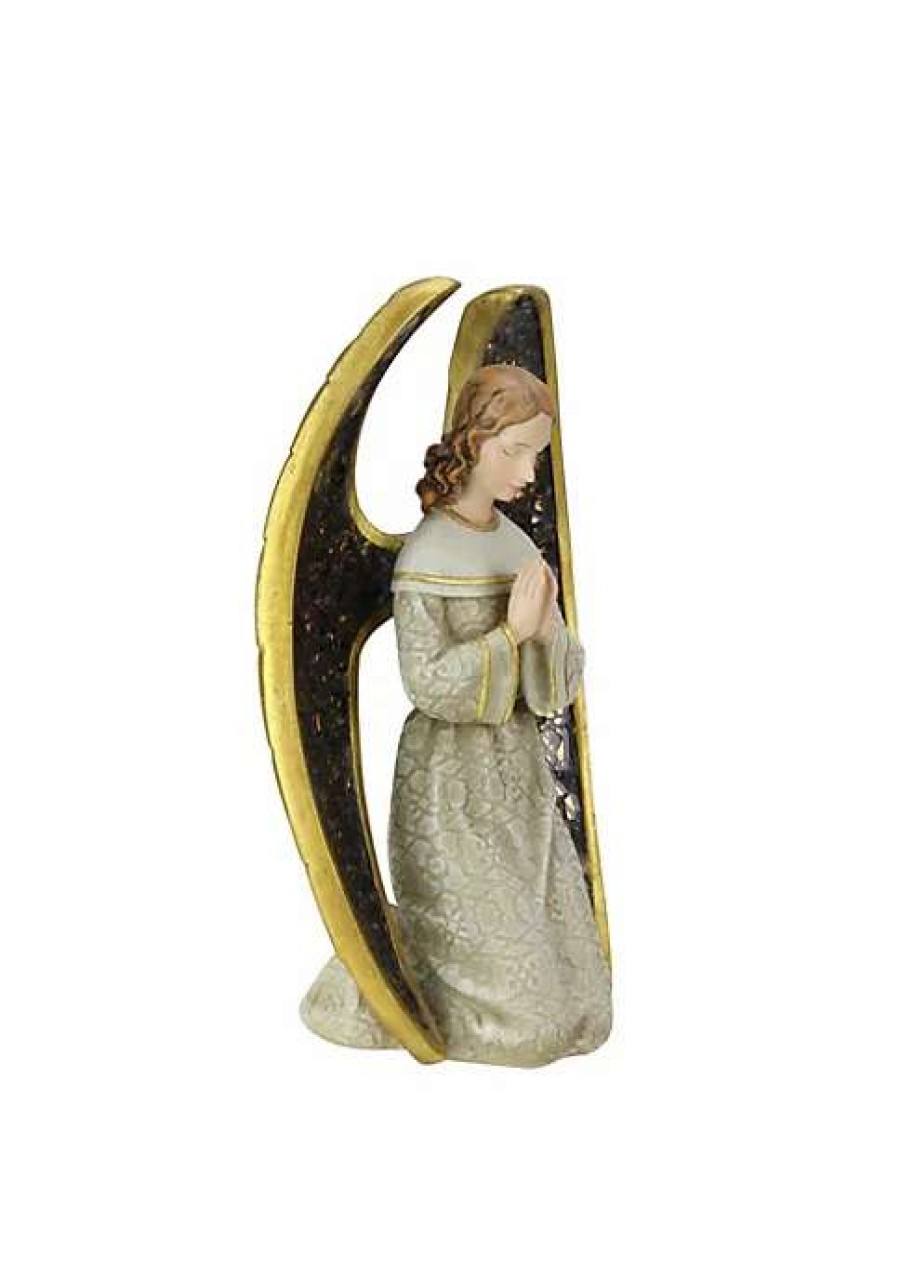 Home * | Buy Roman 8 And Gray Praying Angel With Mosaic Wings Tabletop Christmas Figure Gold