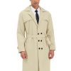 Men * | Coupon Lars Amadeus Men'S Trench Coat Double Breasted Lightweight Belted Long Windbreaker Jacket Overcoat Khaki