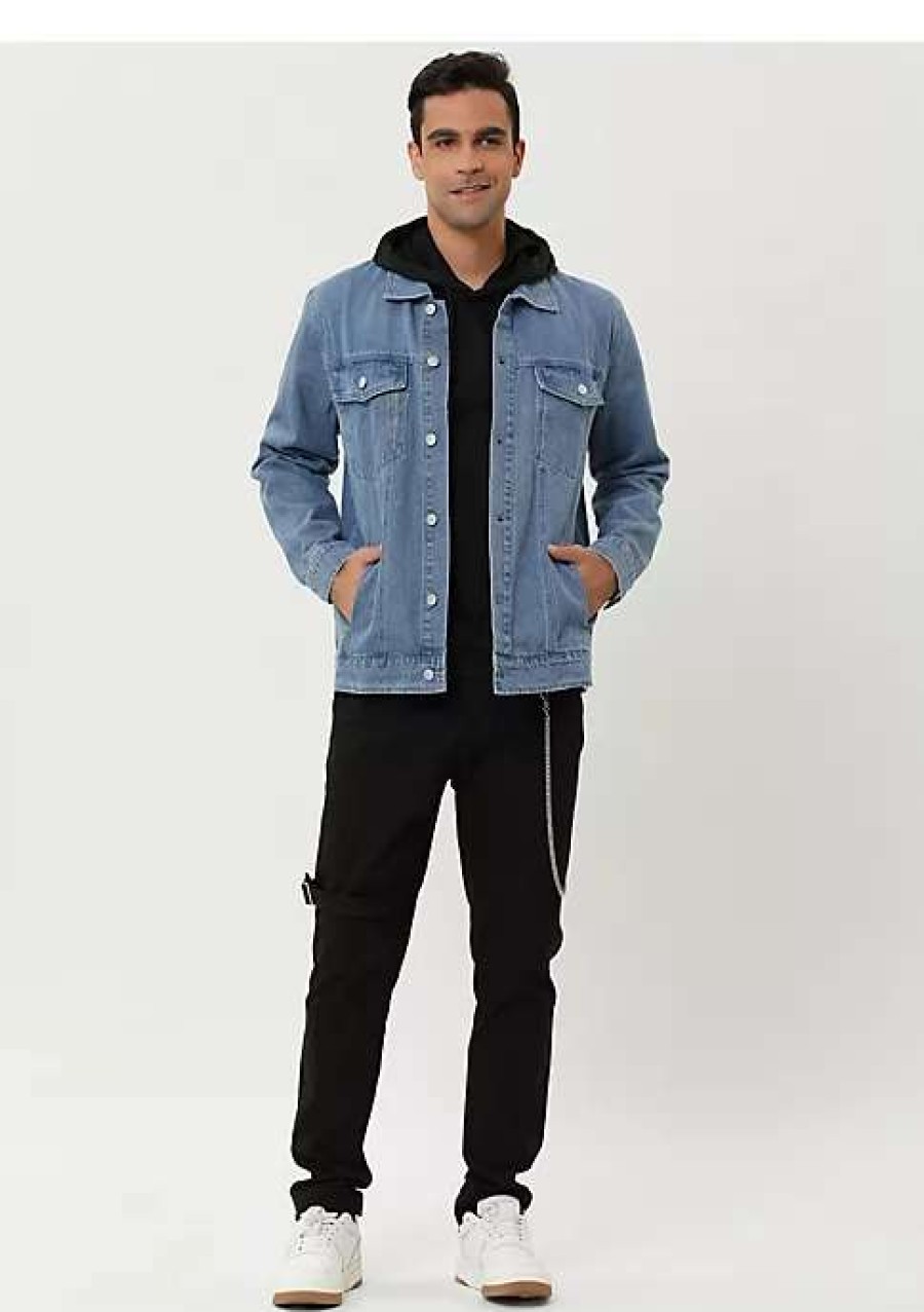 Men * | Cheapest Lars Amadeus Men'S Jean Jacket Trucker Casual Lightweight Denim Jackets