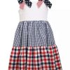 Kids * | Discount Bonnie Jean Toddler Girls Mixed Print Tier Americana Bow Dress Navy