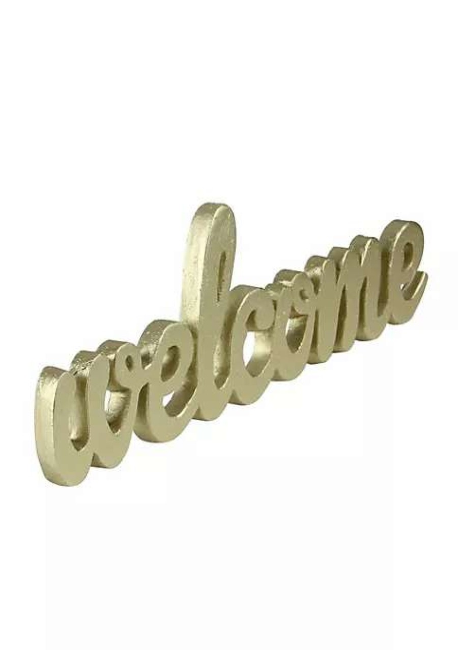 Home * | Best Reviews Of Roman 9 Elegant Indoor Shimmering Tone Cursive "Welcome" Cut-Out Decoration Gold