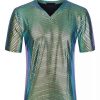 Costumes & Cosplay * | New Lars Amadeus Men'S Metallic Shiny Nightclub V Neck Short Sleeve Slim Fit Party Disco T-Shirt