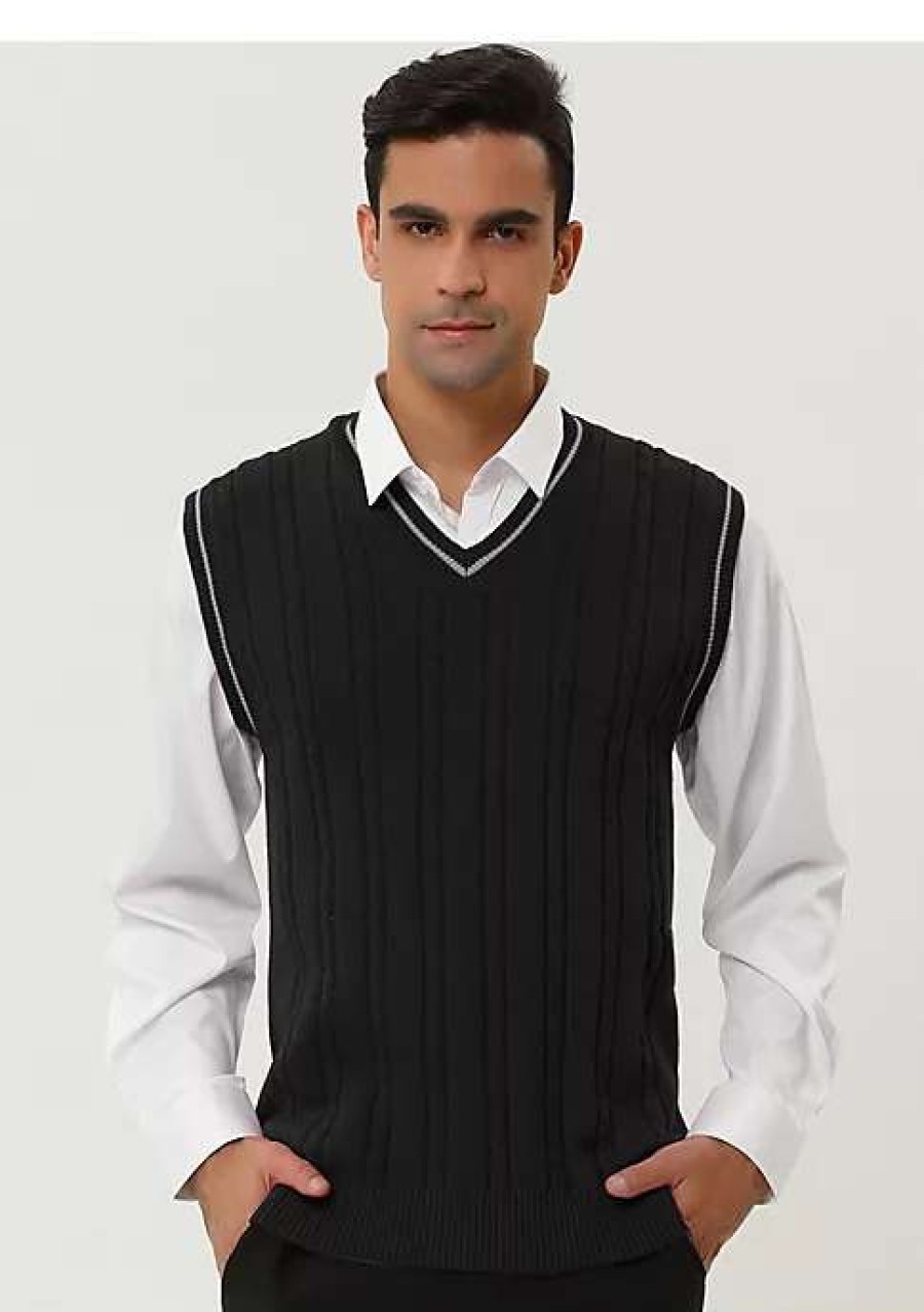 Men * | Best Reviews Of Lars Amadeus Men'S Classic Knitted Sleeveless V-Neck Pullover Sweater Vest