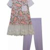 Kids * | Buy Bonnie Jean Baby Girls Mixed Print Dress And Leggings Set Lavender