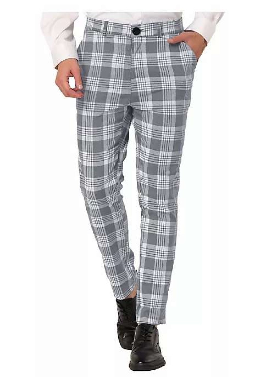 Men * | Buy Lars Amadeus Men'S Plaid Dress Pants Casual Slim Fit Checkered Business Trousers