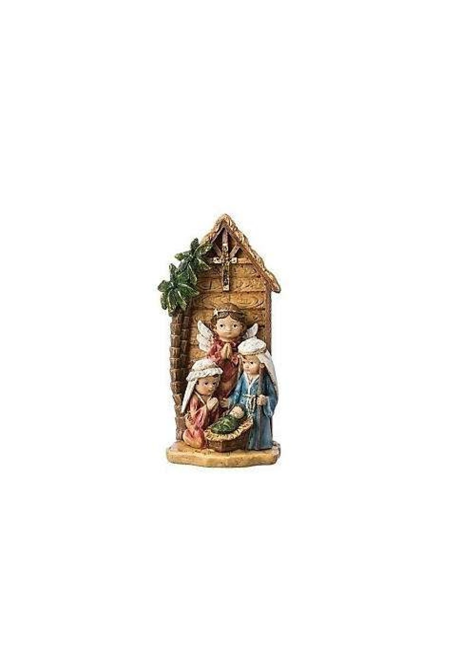 Ornaments * | Coupon Roman 8 And Blue Children'S Nativity Scene Christmas Tabletop Decoration Brown