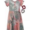 Kids * | Discount Bonnie Jean Girls 7-16 Short Sleeve Tie Dye Knit Dress Green