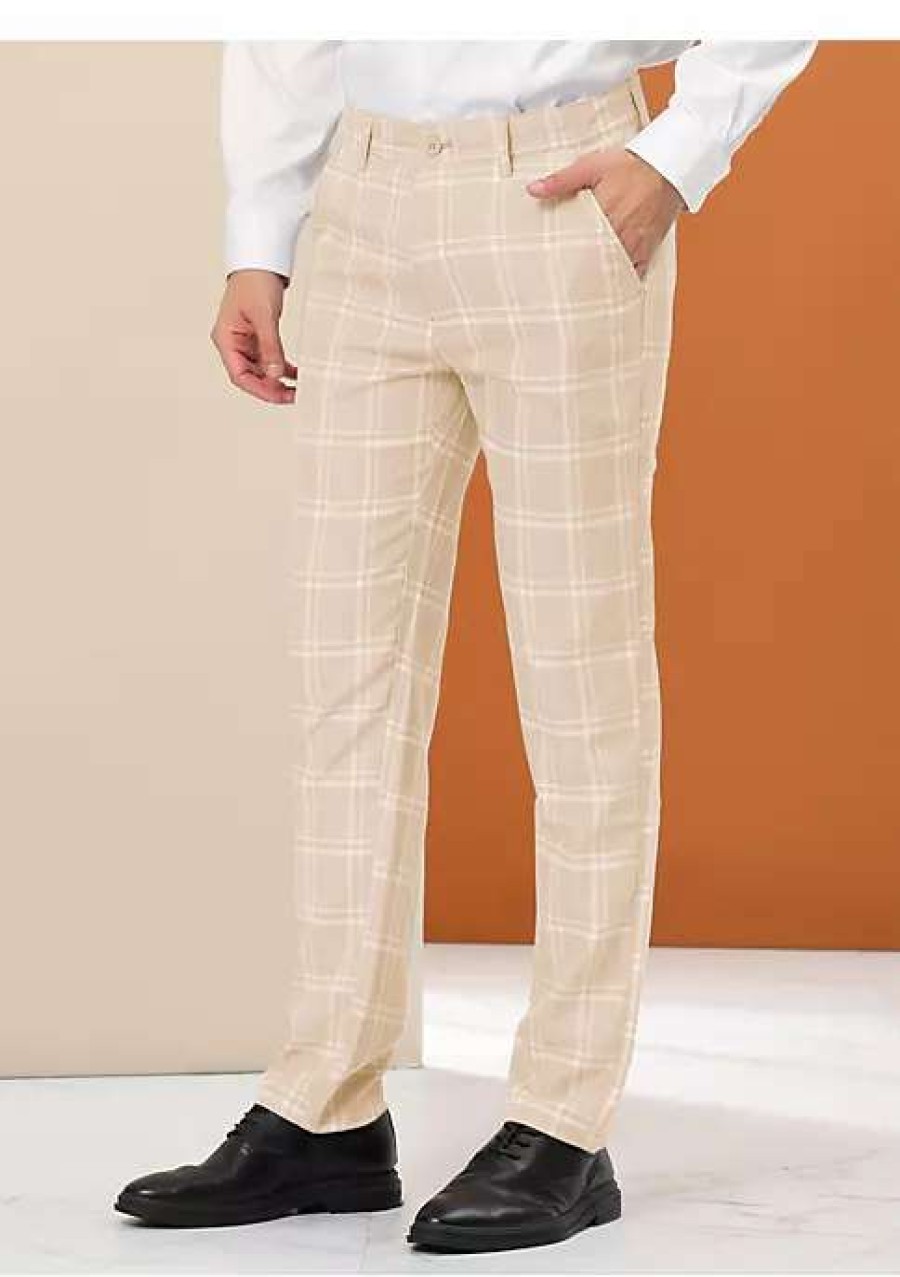 Men * | Promo Lars Amadeus Men'S Plaid Dress Pants Regular Fit Flat Front Prom Checked Trousers