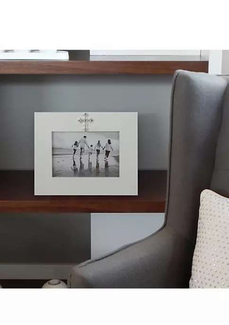 Home * | Coupon Roman 9 Religious Picture Frame With Faux Diamond Cross White