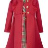 Kids * | Brand New Bonnie Jean Toddler Girls Plaid Dress With Coat Red