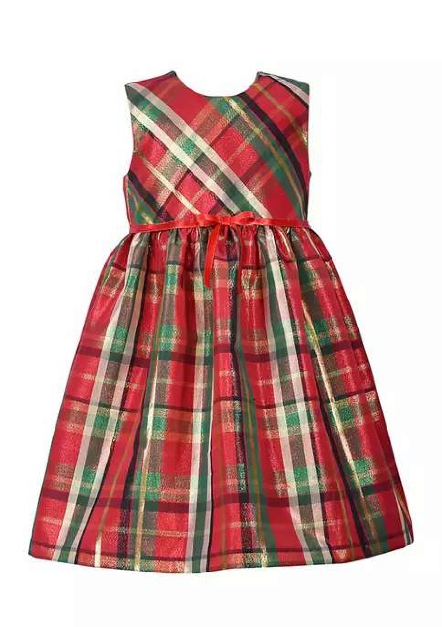 Kids * | Brand New Bonnie Jean Toddler Girls Plaid Dress With Coat Red