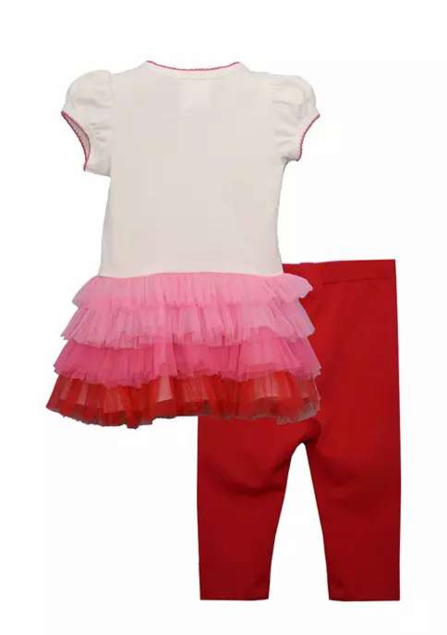 Kids * | Coupon Bonnie Jean Baby Girls Ruffle Heart Tunic, Leggings, And Headband Set Red