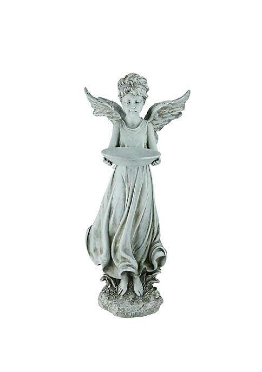 Home * | Coupon Roman 17.75 Joseph'S Studio Inspirational Angel Decorative Outdoor Bird Feeder Garden Statue Gray