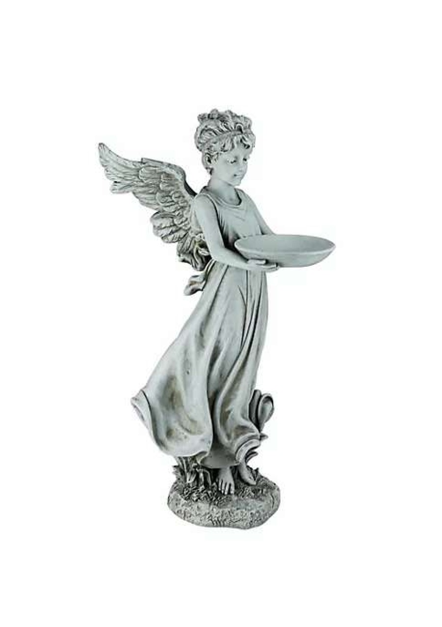 Home * | Coupon Roman 17.75 Joseph'S Studio Inspirational Angel Decorative Outdoor Bird Feeder Garden Statue Gray