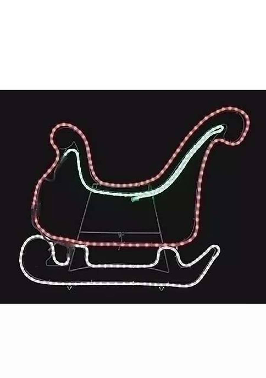 Home * | Flash Sale Roman 25 And Green Led Lighted Sleigh Silhouette Christmas Outdoor Decor Red