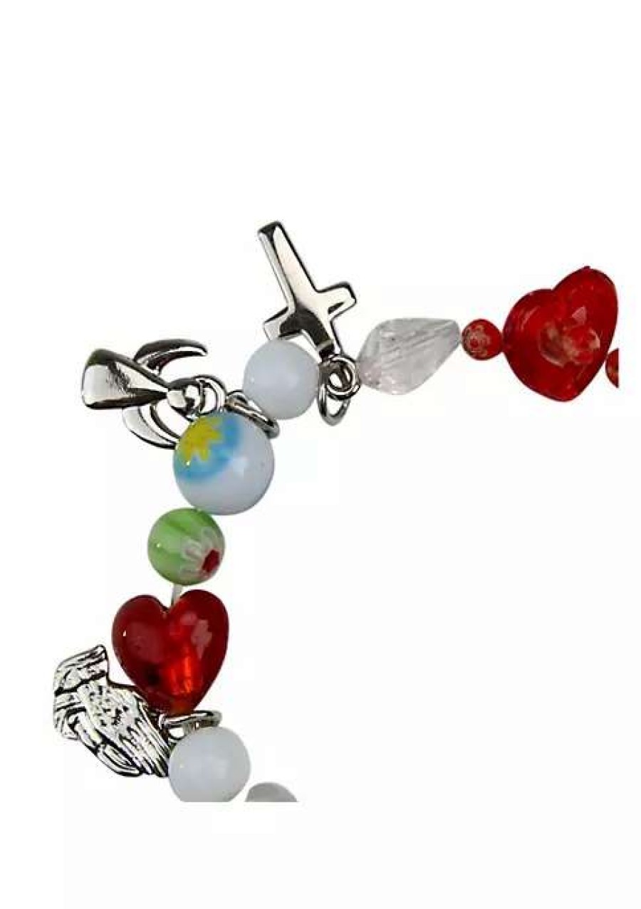 Jewelry * | Wholesale Roman 7.5 And Silver 'I Love Mom' Glass Beaded Bracelet Red