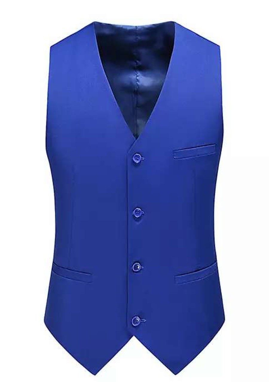 Men * | Best Reviews Of Lars Amadeus Men'S Suit Vest Slim Fit Solid Sleeveless Business Formal Dress Waistcoat