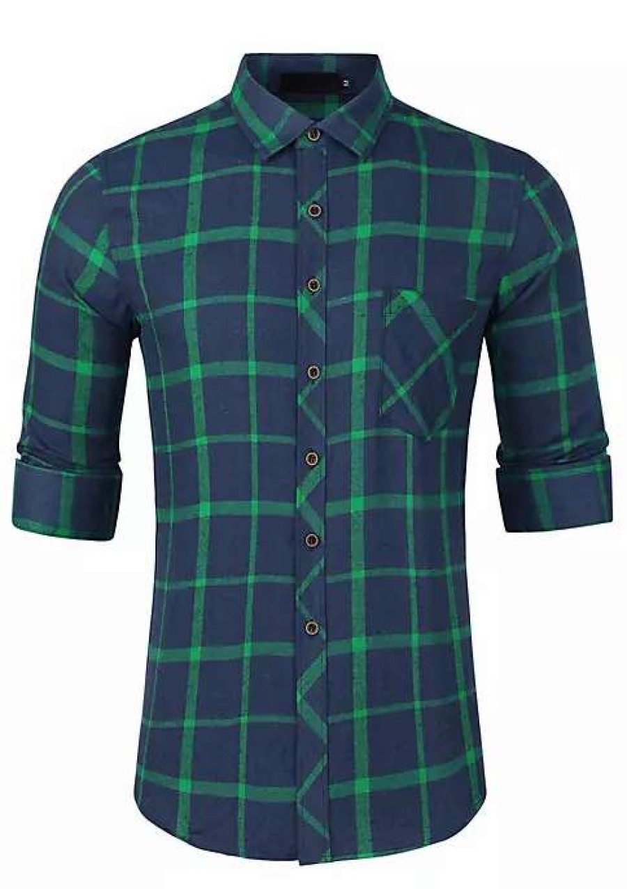 Men * | Best Deal Lars Amadeus Men'S Casual Checked Button Down Long Sleeve Plaid Shirts With Pocket