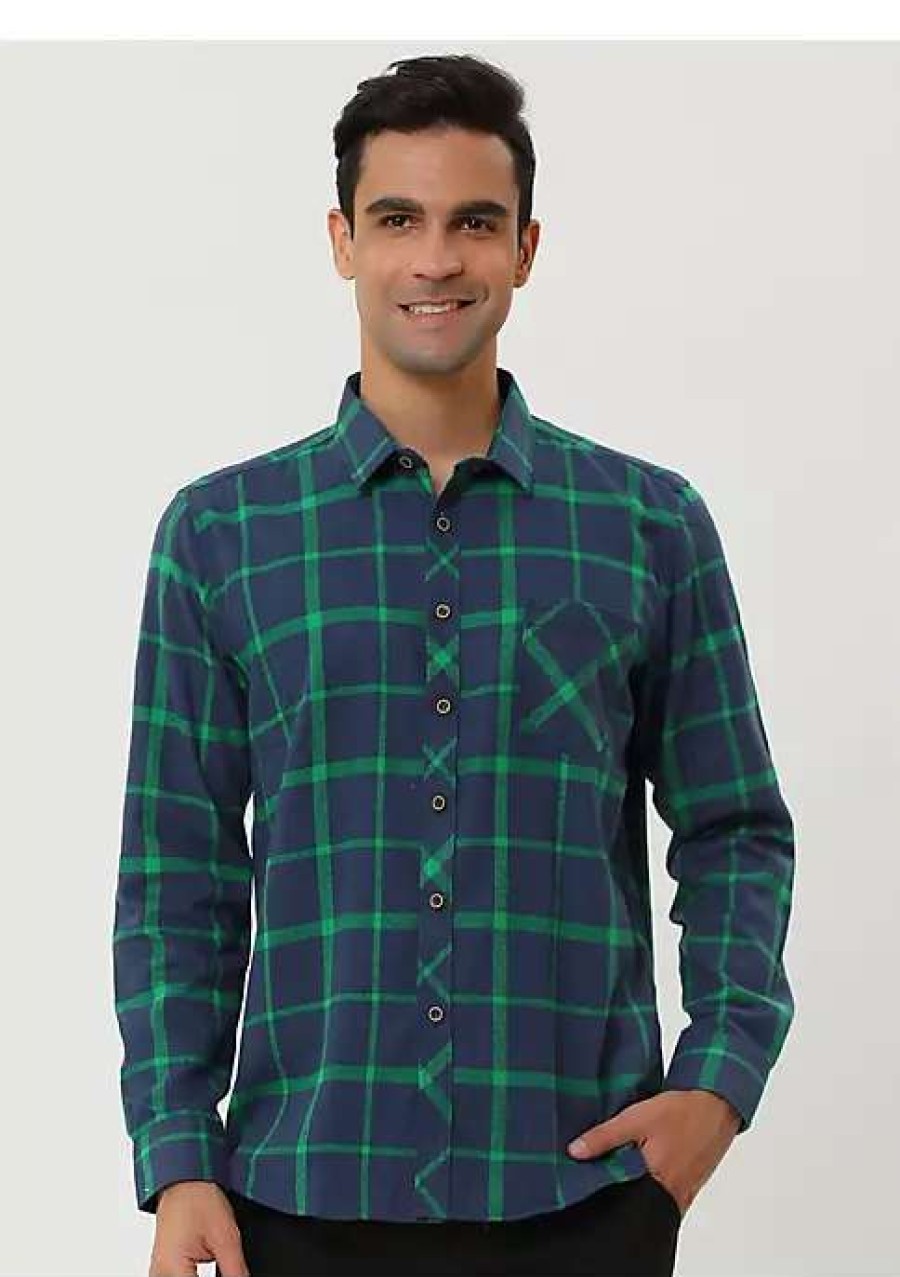 Men * | Best Deal Lars Amadeus Men'S Casual Checked Button Down Long Sleeve Plaid Shirts With Pocket