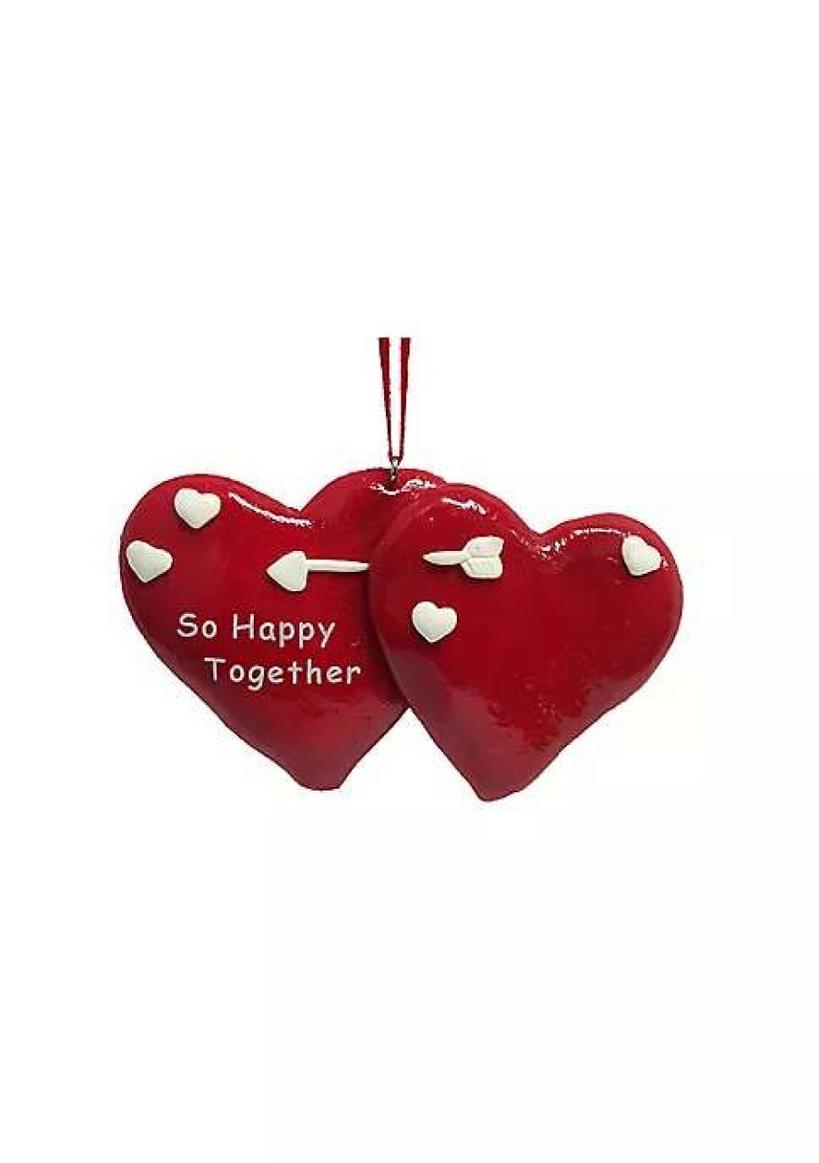 Home * | New Roman Club Pack Of 24 And White "So Happy Together" Hearts Christmas Ornaments 4.25 Red