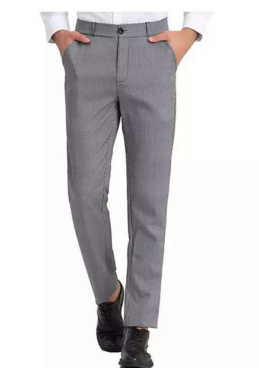 Men * | Buy Lars Amadeus Men'S Plaid Dress Pants Flat Front Business Trousers Checked Suit Pants