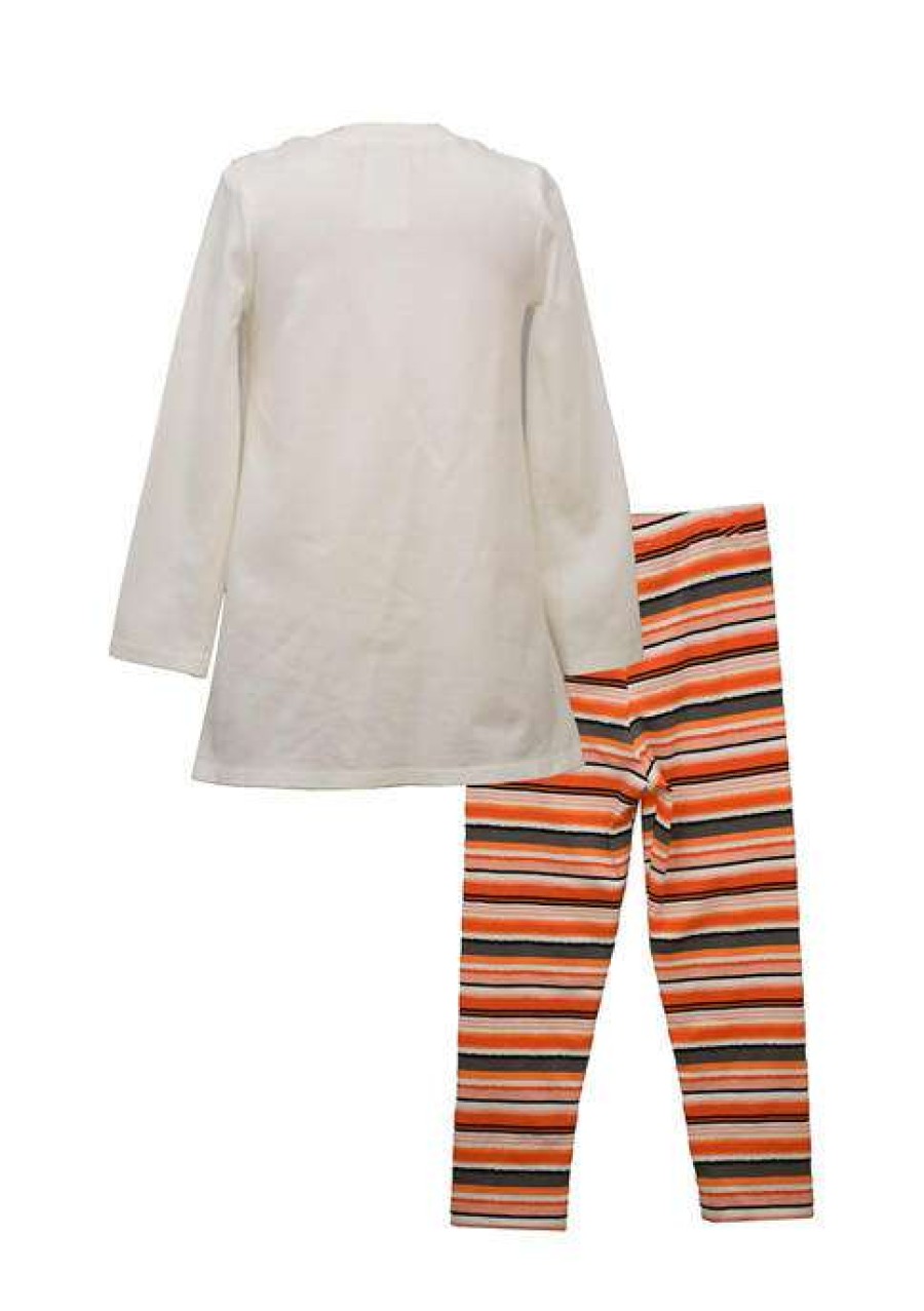 Kids * | Flash Sale Bonnie Jean Girls 4-6X Jack-O'-Lantern Striped Set Orange