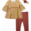 Kids * | Cheap Bonnie Jean Toddler Girls Floral Set With Headband Mustard