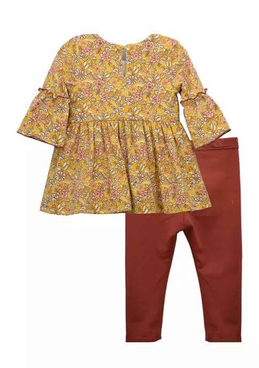 Kids * | Cheap Bonnie Jean Toddler Girls Floral Set With Headband Mustard