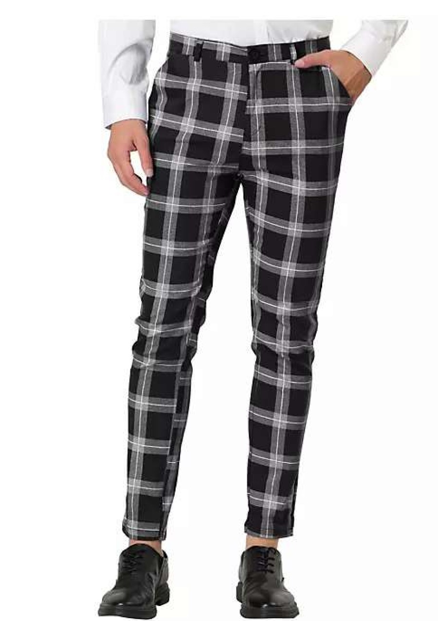 Men * | Top 10 Lars Amadeus Men'S Plaid Dress Pants Classic Slim Fit Chino Business Trousers