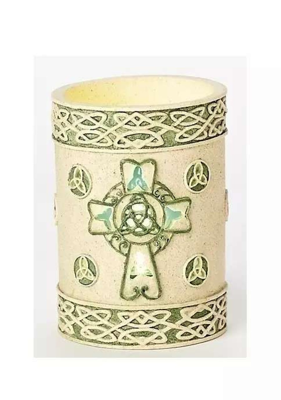 Home * | Top 10 Roman 5 Irish Night Celtic Cross Flameless Pillar Candle Lamp Ivory