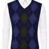 Men * | Outlet Lars Amadeus Men'S Casual Argyle Vest Sweater V Neck Slim Fit Sleeveless Knit Pullover