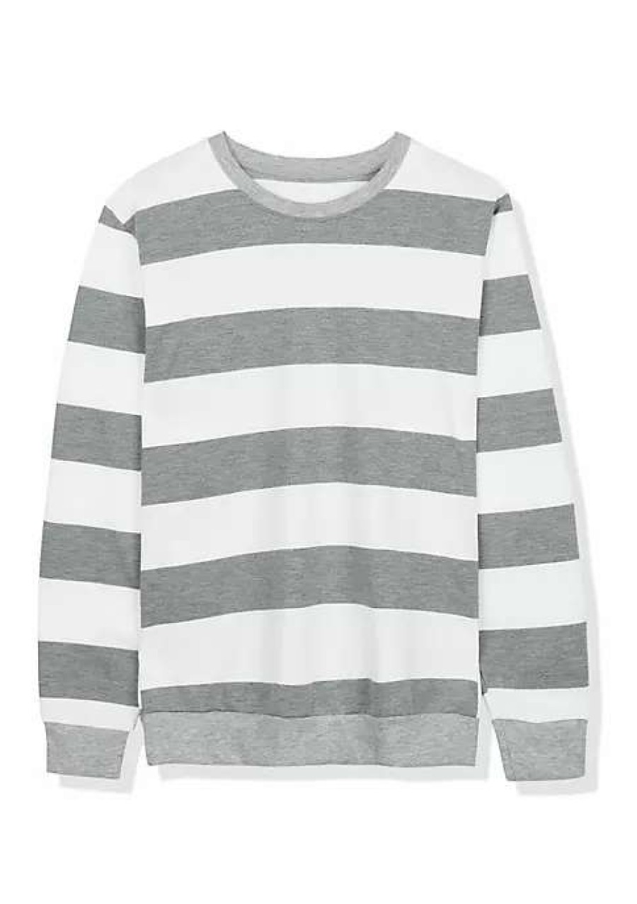 Men * | Best Pirce Lars Amadeus Men'S Stripe Sweatshirt Round Neck Long Sleeves Regular Fit Printed Pullover