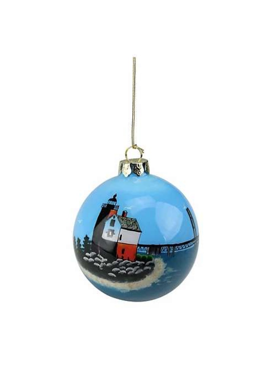 Home * | Brand New Roman San Francisco Golden Gate Bridge And Lighthouse Christmas Ball Ornament 3.25 (82Mm) Blue