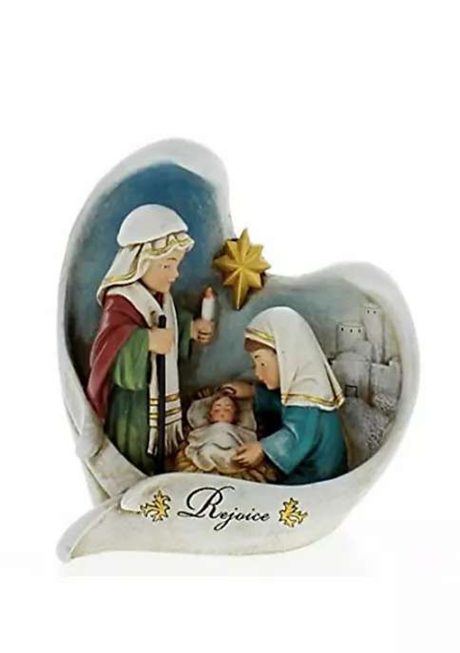 Home * | Hot Sale Roman 5.5 And Blue Nativity Scene Angel Wings Christmas Tabletop Decor White