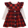 Kids * | Best Deal Bonnie Jean Baby Girls Button Front Buffalo Check Jumper Dress Red