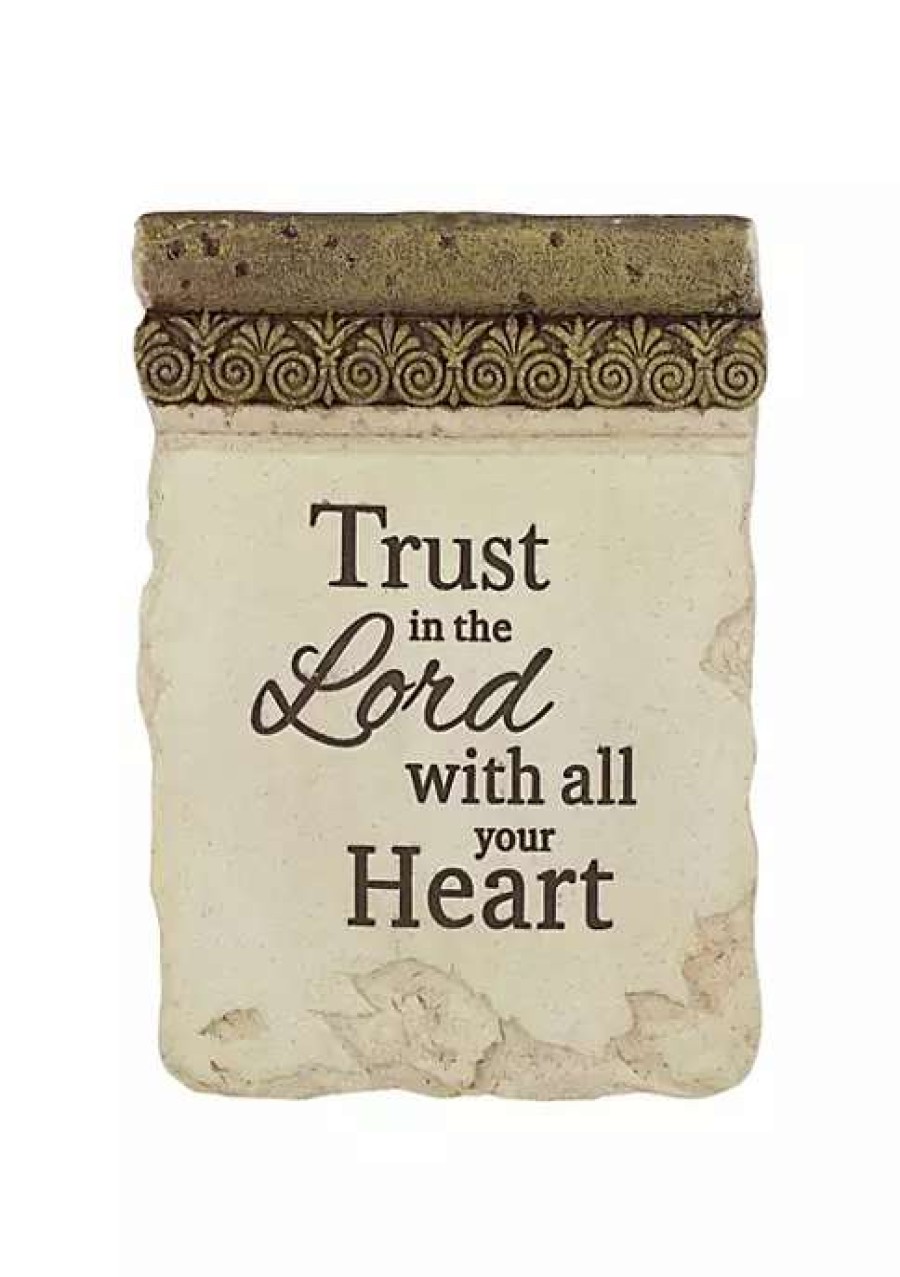 Home * | Best Sale Roman 8 Inspirational Religious "Trust In The Lord With All Your Heart" Ornate Decorative Plaque Beige