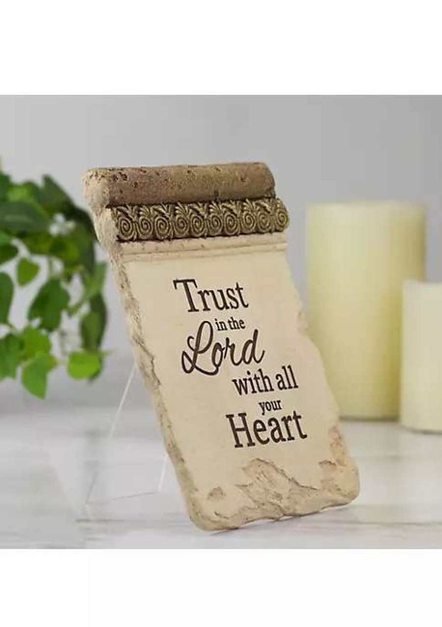 Home * | Best Sale Roman 8 Inspirational Religious "Trust In The Lord With All Your Heart" Ornate Decorative Plaque Beige