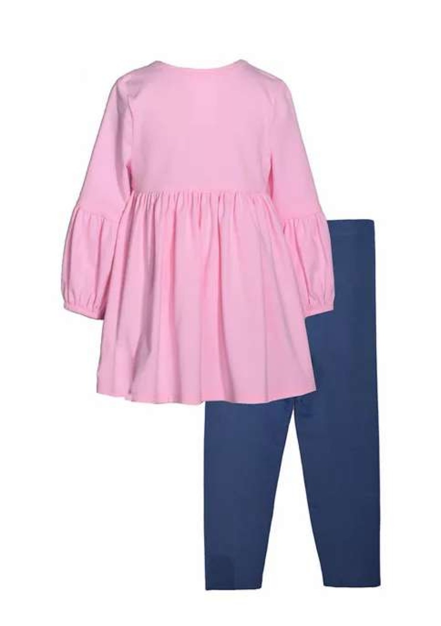 Kids * | Best Sale Bonnie Jean Girls 4-6X 3/4 Sleeve Valentine'S Day Top And Leggings Set Pink