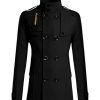 Men * | Cheapest Lars Amadeus Men'S Winter Trench Coat Stand Collar Double Breasted Notch Lapel Pea Coats