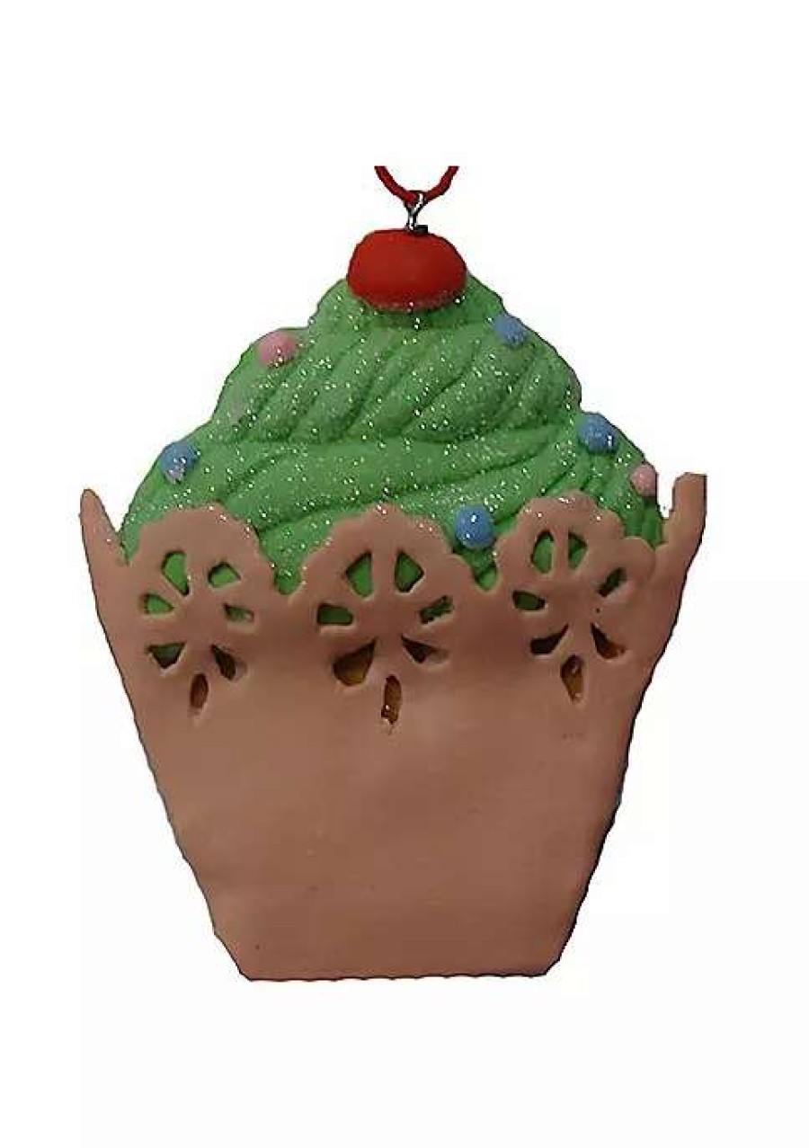 Home * | Discount Roman 4 And Green Sweet Memories Cupcake With Cherry On Top Christmas Ornament Brown