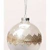 Ornaments * | Best Reviews Of Roman Mirrored With Gold Lace Inspired Accent Glass Teardrop Christmas Ornament 4.5 Silver