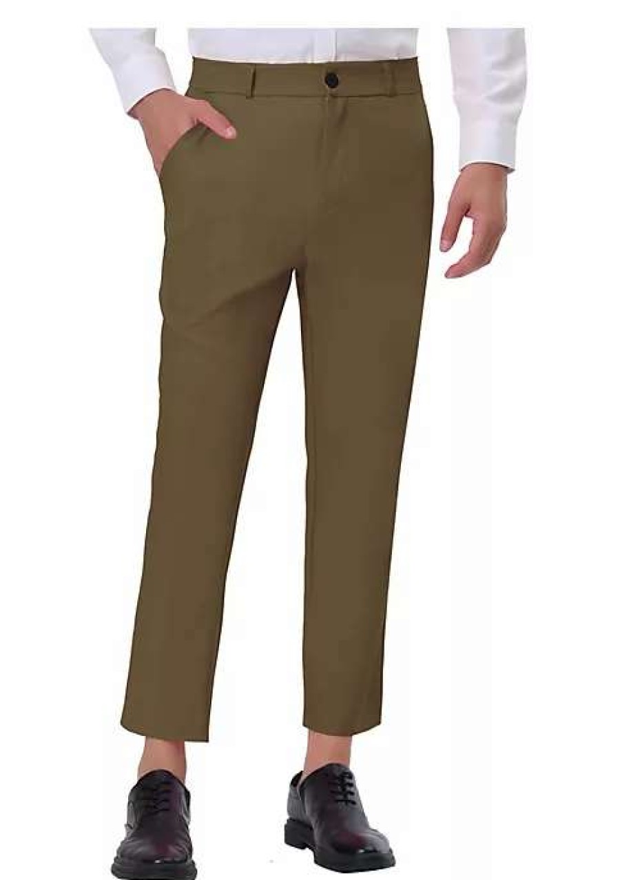 Men * | Hot Sale Lars Amadeus Men'S Dress Cropped Pants Ankle Length Solid Classic Fit Business Trousers