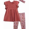 Kids * | Cheapest Bonnie Jean Girls 4-6X Smoked Knit Top And Printed Leggings Set With Matching Headband Rust