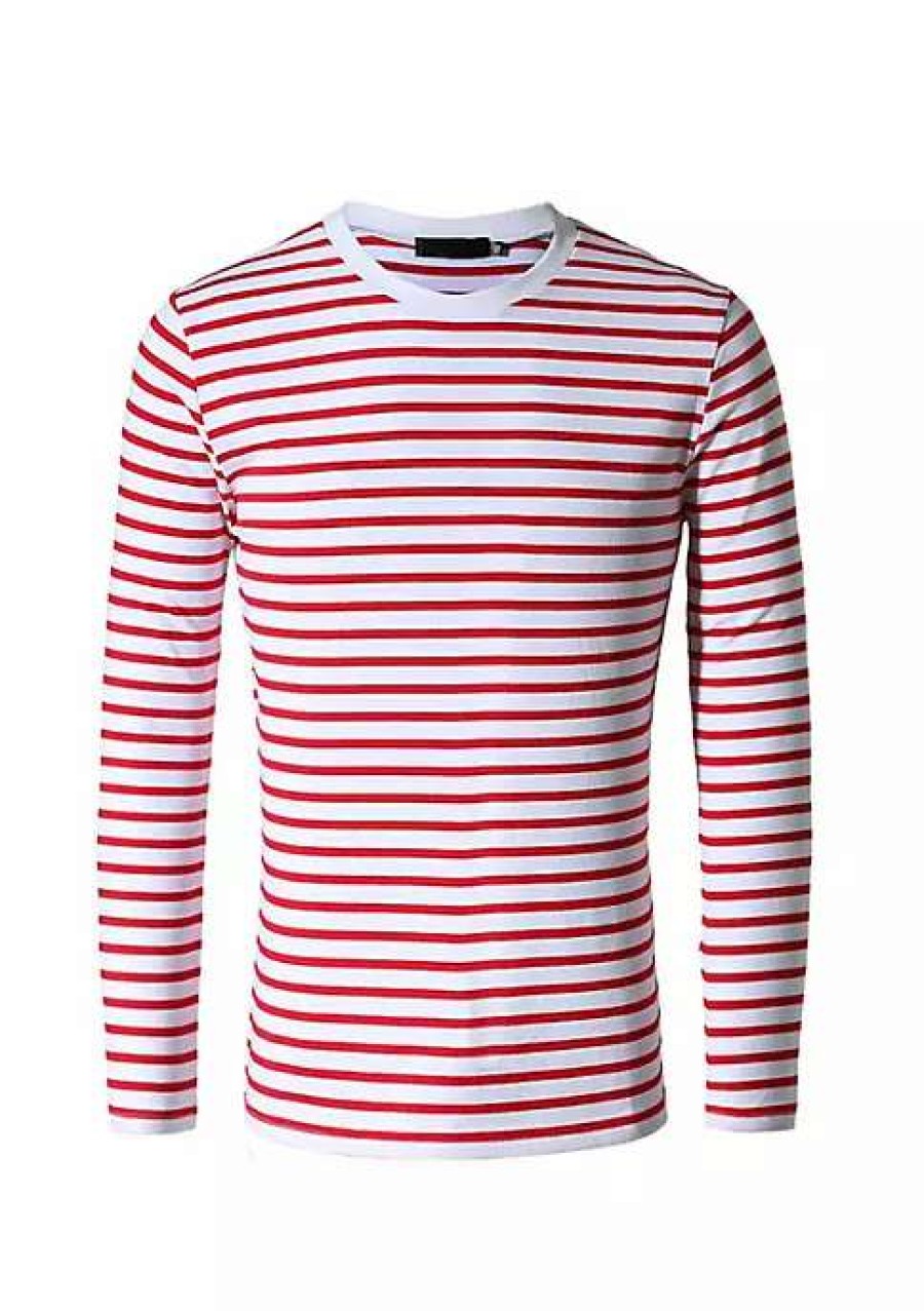 Costumes & Cosplay * | Best Sale Lars Amadeus Men'S Striped T Shirt Crew Neck Long Sleeve Casual Cotton Pullover Tee Top