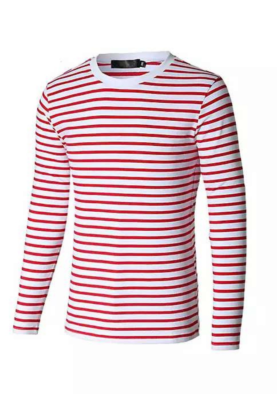 Costumes & Cosplay * | Best Sale Lars Amadeus Men'S Striped T Shirt Crew Neck Long Sleeve Casual Cotton Pullover Tee Top