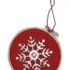 Home * | Buy Roman 4.5 And White Snowflake In Hoop Loom Christmas Ornament Red