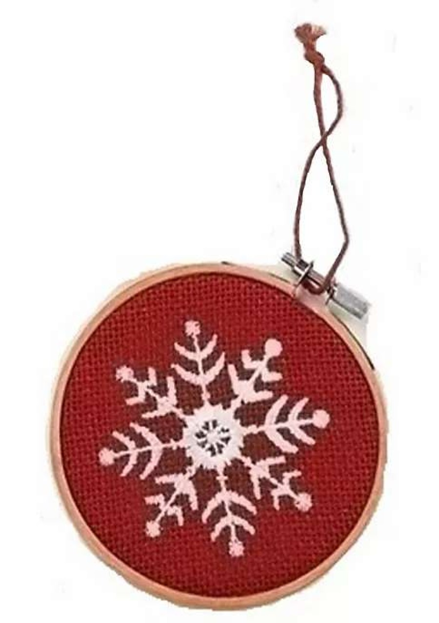 Home * | Buy Roman 4.5 And White Snowflake In Hoop Loom Christmas Ornament Red