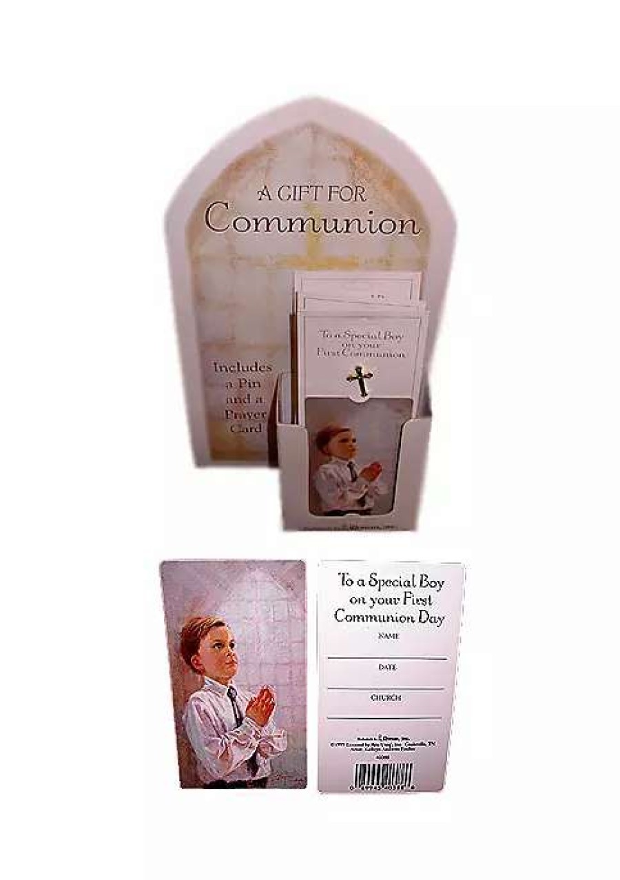 Home * | Best Pirce Roman Club Pack Of 24 Boy First Holy Communion Cross Pins With Prayer Cards White